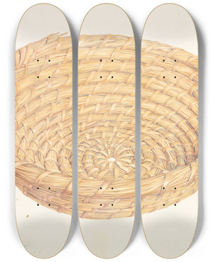 Triptych art skateboard deck of Frank Eiseman Amana Breadraising Basket by Frank Eiseman