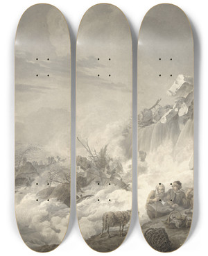 Triptych art skateboard deck of Cornelis Van Hardenbergh Dijkbreuk by Cornelis Van Hardenbergh (1755-1843)