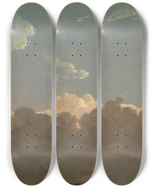 Triptych art skateboard deck of Simon Denis Cloud Study Distant Storm by Simon Denis (1755-1813)