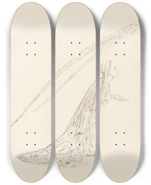 Triptych art skateboard deck of Carlos Schwabe The Annunciation by Carlos Schwabe (1866-1927)