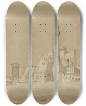 Triptych art skateboard deck of David Roberts View Of Constantinople_1 by David Roberts (1796-1864)