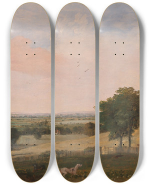 Triptych art skateboard deck of Edward Duncan Partridge Shooting by Edward Duncan (1803-1882)