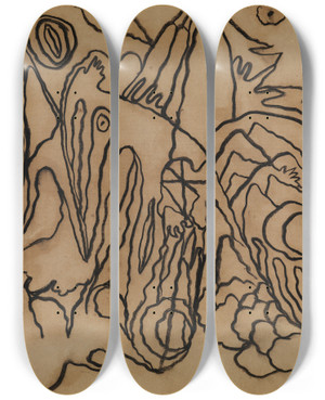 Triptych art skateboard deck of Wilhelm Morgner Astrale Landschaft Iv by Wilhelm Morgner (1891-1917)