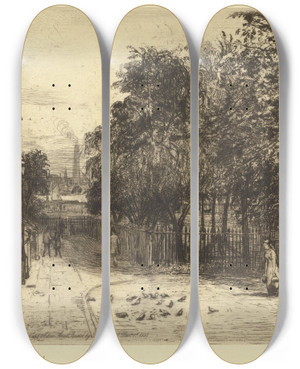 Triptych art skateboard deck of Percy Thomas The Temple London_7 by Percy Thomas