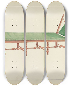 Triptych art skateboard deck of B Holstgrubbe Day Bed_1 by B. Holst-Grubbe