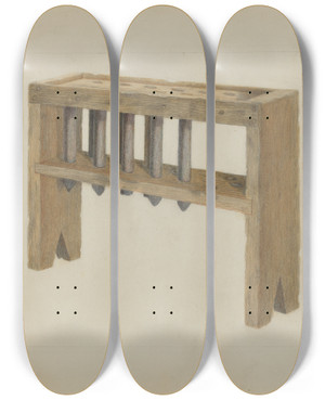 Triptych art skateboard deck of Vincent P Rosel Candle Mold by Vincent P Rosel