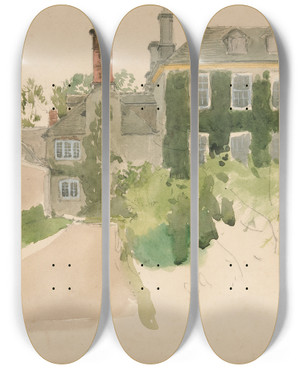 Triptych art skateboard deck of Edwin Austin Abbey Architecturalstudy Ii by Edwin Austin Abbey (1852-1911)