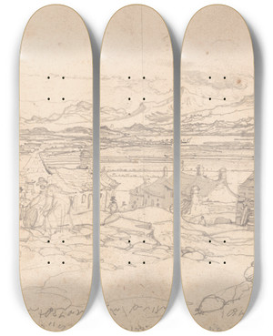 Triptych art skateboard deck of James Ward Harlech by James Ward (1769-1859)