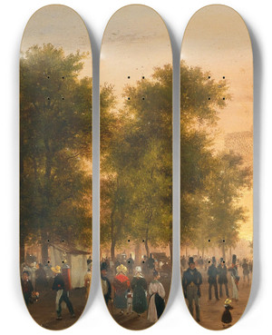 Triptych art skateboard deck of Giuseppe Canella Thtre De Lambigucomique by Giuseppe Canella (1788-1847)