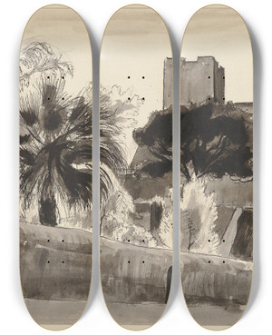 Triptych art skateboard deck of Hermann Lismann Collioure_2 by Hermann Lismann (1878-1943)