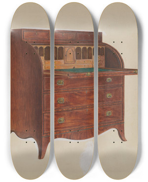 Triptych art skateboard deck of Bernard Krieger Secretary_1 by Bernard Krieger