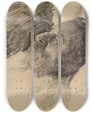 Triptych art skateboard deck of James Ensor My Dead Father by James Ensor (1860-1949)