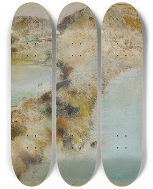 Triptych art skateboard deck of Edgar Degas Rocky Coast by Edgar Degas (1834-1917)