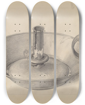 Triptych art skateboard deck of Janet Riza Candlestick_4 by Janet Riza (20-)