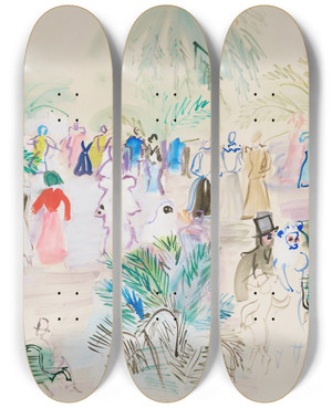Triptych art skateboard deck of Raoul Dufy Bal Masqu Perpignan by Raoul Dufy (1877-1953)