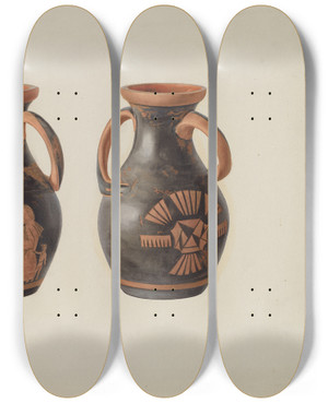 Triptych art skateboard deck of Alfred H Smith Vase by Alfred H Smith