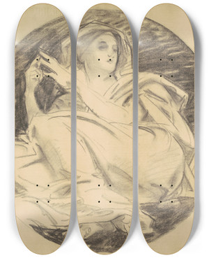 Triptych art skateboard deck of John Singer Sargent Studies For Astronomy by John Singer Sargent (1856-1925)