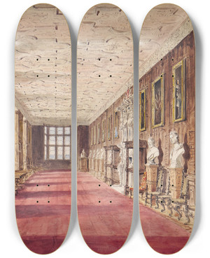 Triptych art skateboard deck of Allen Edward Everitt The Gallery Aston Hall by Allen Edward Everitt (1824-1882)