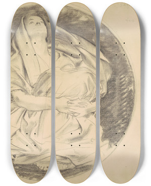 Triptych art skateboard deck of John Singer Sargent Study For Astronomy by John Singer Sargent (1856-1925)