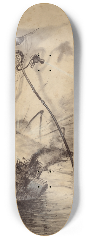 Henrique Alvim Corra - Martian Fighting Machine in the Thames Valley 8.25 inch art skate deck