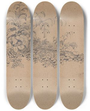 Triptych art skateboard deck of James Ward Study Of Undergrowth by James Ward (1769-1859)