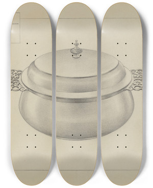 Triptych art skateboard deck of Giacinto Capelli Silver Porringer by Giacinto Capelli (20-)