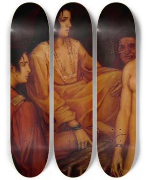 Triptych art skateboard deck of Emile Bernard Au Harem by Emile Bernard (1868-1941)