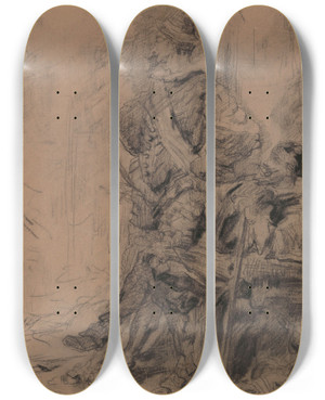 Triptych art skateboard deck of James Ensor Don Quixote_22 by James Ensor (1860-1949)