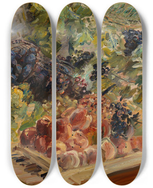 Triptych art skateboard deck of Max Slevogt Frchtestilleben by Max Slevogt (1868-1932)