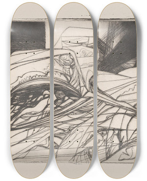 Triptych art skateboard deck of Carl Anton Reichel Untitled_3 by Carl Anton Reichel (1874-1944)