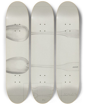 Triptych art skateboard deck of Charlotte Winter Silver Spoon_6 by Charlotte Winter (20-)