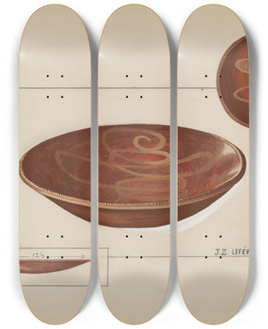 Triptych art skateboard deck of Jules Lefevere Pie Plate by Jules Lefevere