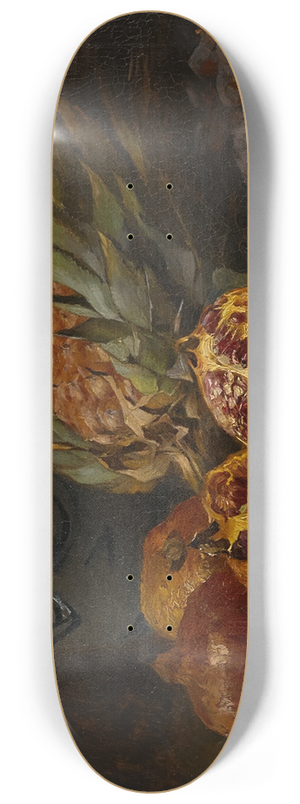 Henri Saintin - A still life with pomegranates and pineapple 8.25 inch art skate deck