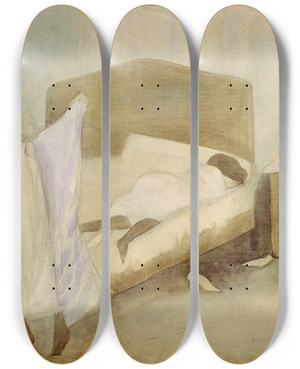 Triptych art skateboard deck of Jos Clemente Orozco The Bedroom by Jose Clemente Orozco (1883-1949)