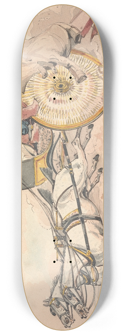Henry Thomas Alken - Sporting Discoveries, or the Miseries of Driving;  Trying a New Match you Discover That They are Not Only Alike in Color, Weight and Action, but in Disposition 8.25 inch art skate deck