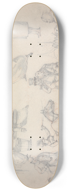 Henry Thomas Alken - Symptoms: of The Managers Judgement, of Being on Board a Packet, of Having Enough to Live Upon, of the Laddle Mis-Placed. 8.25 inch art skate deck