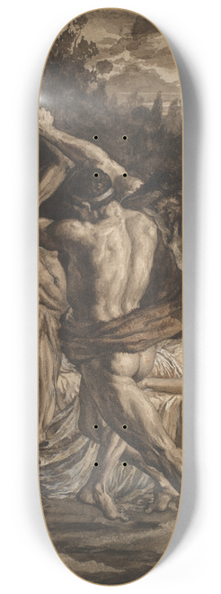 Herbert Thomas Dicksee - Hercules wrestling with Death for the soul of Alcestis 8.25 inch art skate deck