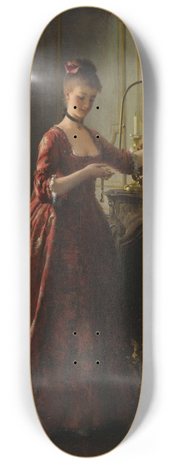 Alfred Stevens - Winding The Mantle Clock 8.25 inch art skate deck
