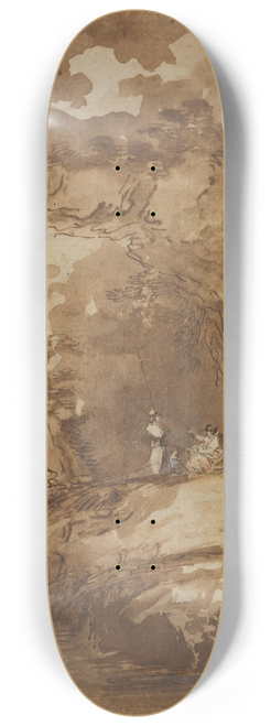 Hubert Robert - Felshang mit Grotte und Soldaten ber einem Gewsser 8.25 inch art skate deck