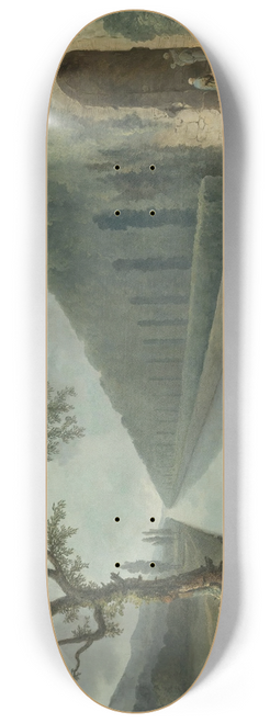 Hubert Robert - Garden Scene With A Canal 8.25 inch art skate deck