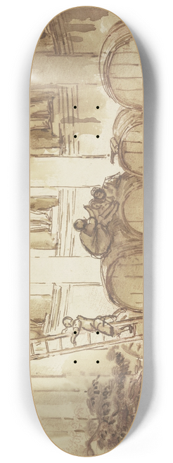 Hubert Robert - Weinlager in einer Nischenhalle mit vier Statuen antiker Gottheiten 8.25 inch art skate deck