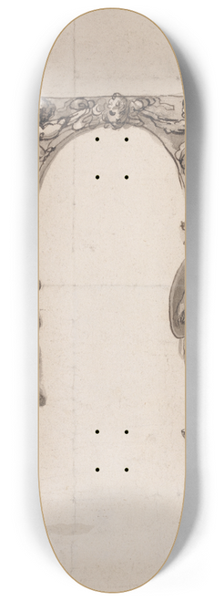 Inigo Jones - Design for a Temporary Arch Ornamented with Putti and Allegorical Figures of Music and War 8.25 inch art skate deck