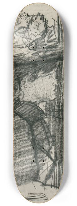 Isaac Israls - Dame met grote hoed op cafterras: halffiguur 2 8.25 inch art skate deck