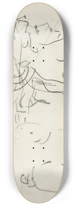 Isaac Israls - Dame met grote hoed op cafterras: halffiguur 8.25 inch art skate deck