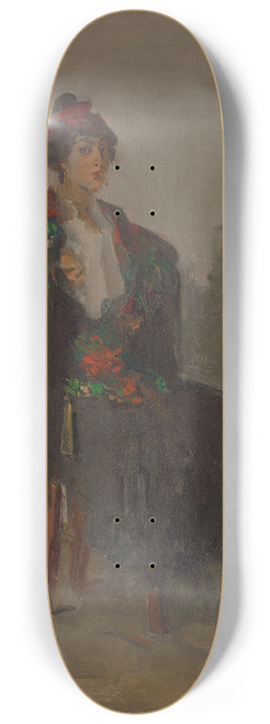 Isaac Israls - Seated lady in a Spanish dress 8.25 inch art skate deck