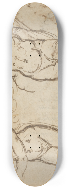 Italian 17th Century - Two Standing Putti (recto) 8.25 inch art skate deck