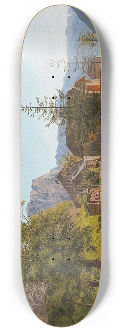 Jacob Alt - Wanderer in the Salzkammergut, the Grundlsee Lake Dam with the River Traun, in the Background on the Left the Backenstein 8.25 inch art skate deck