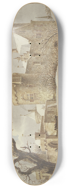Jacob Cats - Winterlandschaft vor der Stadtmauer, auf der Brcke ein Holzschlitten 8.25 inch art skate deck