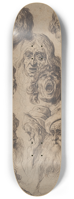 Jacob de Gheyn II - Study of Eleven Heads 8.25 inch art skate deck