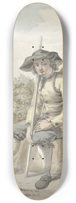 Jacob van Strij - Zittende man met een knapzak en een stok 8.25 inch art skate deck
